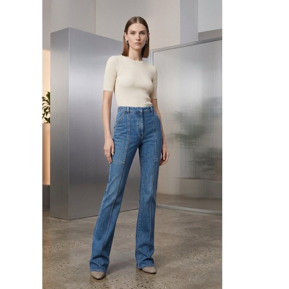 Stella McCartney Slim Jeans Medium Blue Wash Front Slant Pockets Size 27 Tall